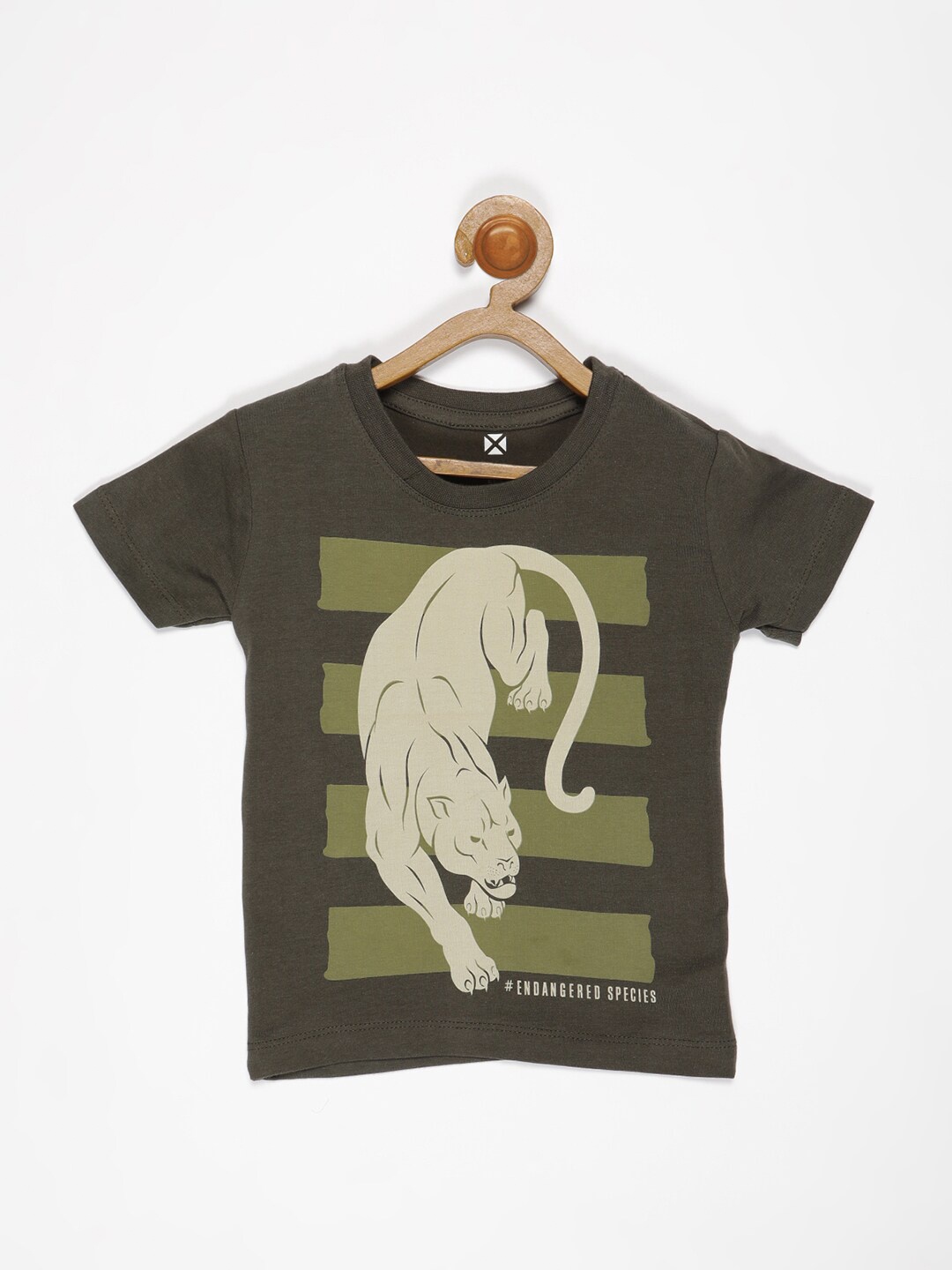 

V2 Value & Variety Boys Olive Green Drop-Shoulder Sleeves T-shirt