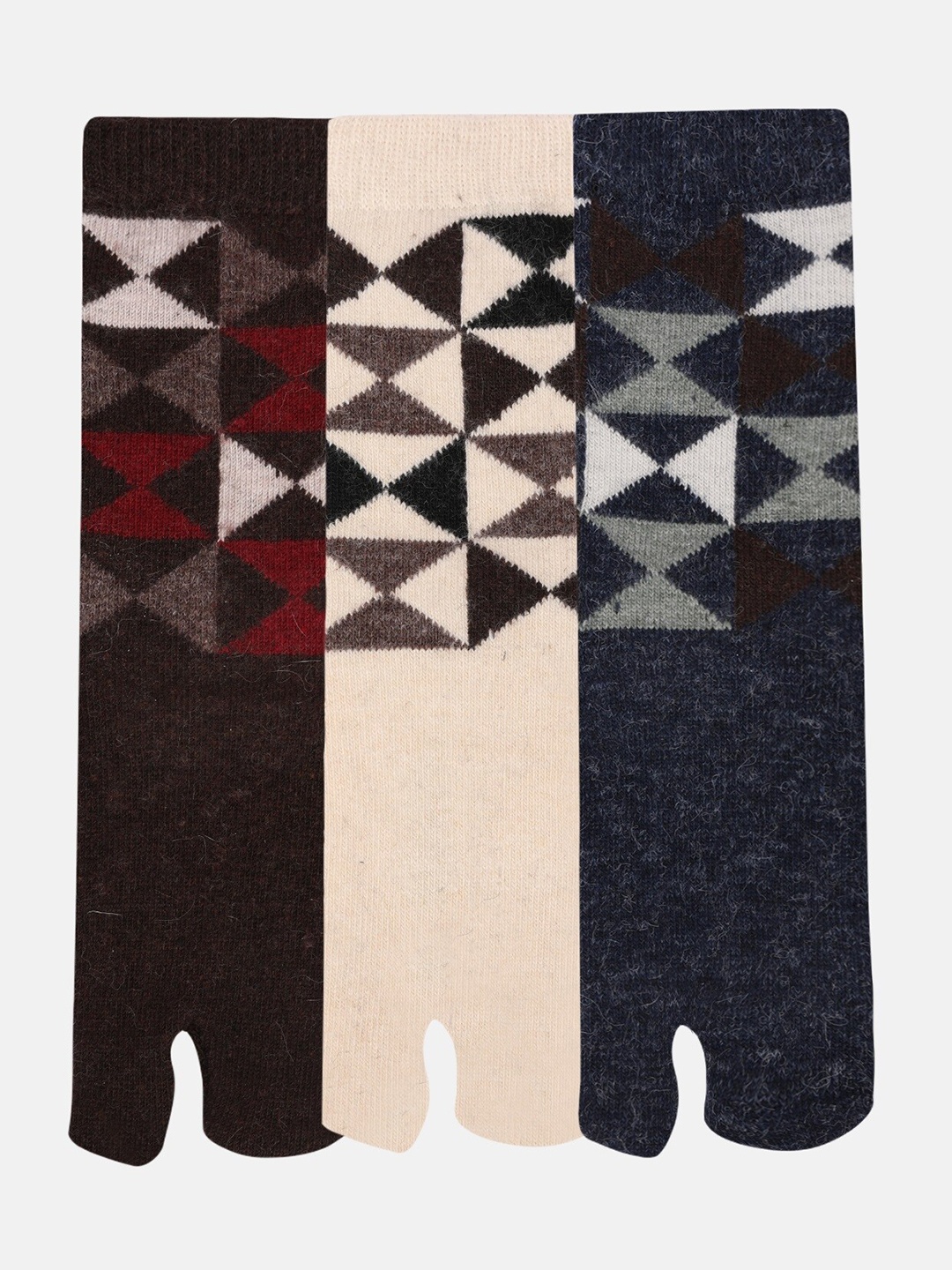 

N2S NEXT2SKIN Women Set Of 3 Patterned Ankle Length Thumb Socks, Cream
