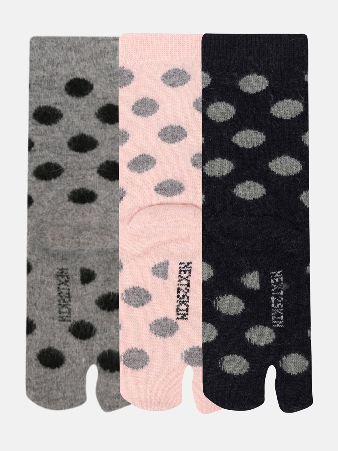 

N2S NEXT2SKIN Women Set Of 3 Patterned Ankle Length Thumb Socks, Navy blue