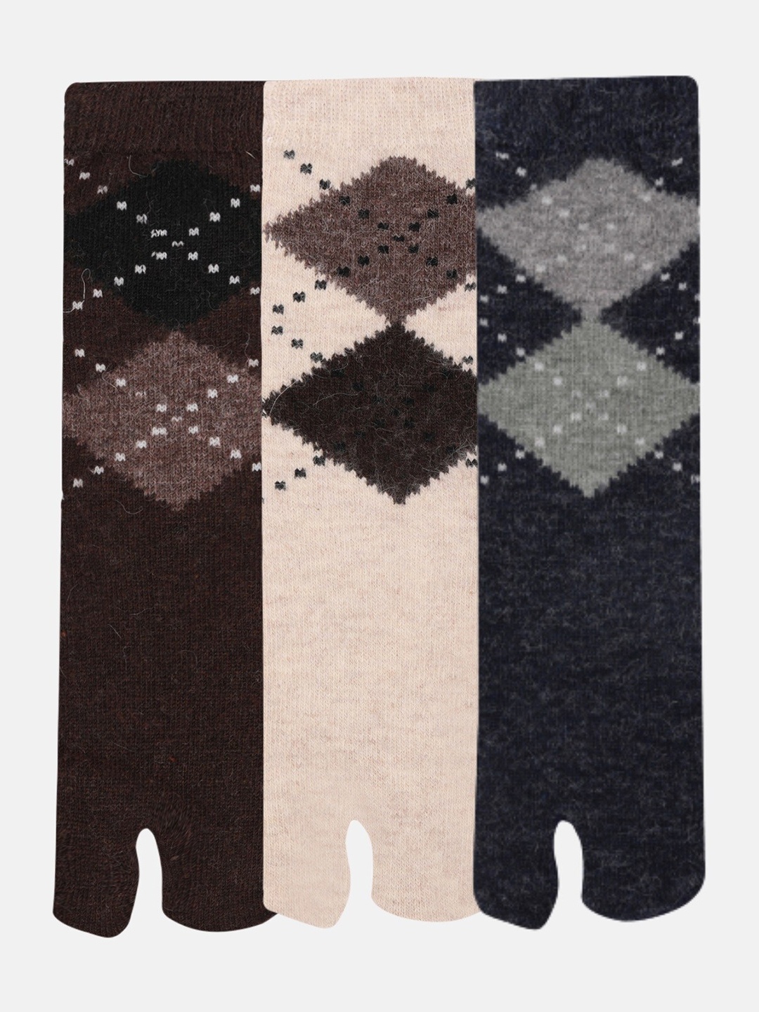 

NEXT2SKIN Women Pack of 3 Patterned Ankle-Length Thumb Socks, Assorted