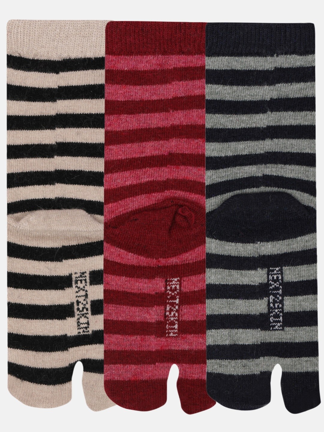 

N2S NEXT2SKIN Women Set Of 3 Patterned Ankle Length Thumb Socks, Red