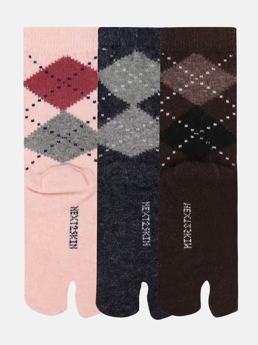 

NEXT2SKIN Pack of 3 Peach & Navy Blue Ankle length Socks