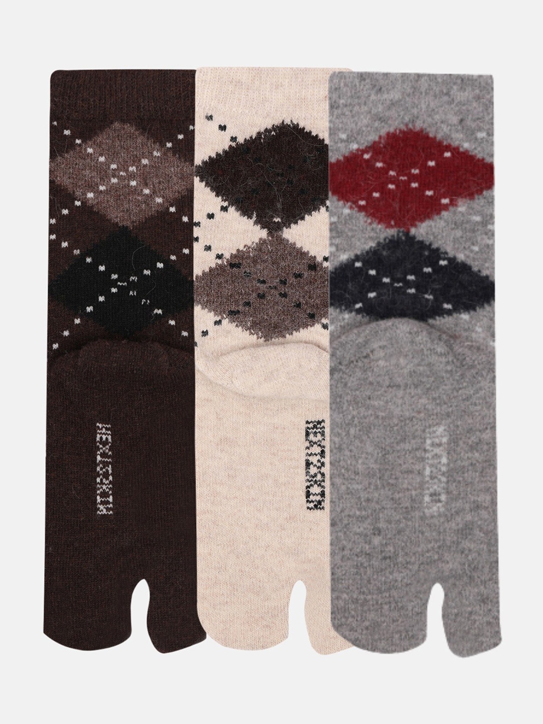 

N2S NEXT2SKIN Women Pack of 3 Patterned Ankle Length Thumb Socks, Black