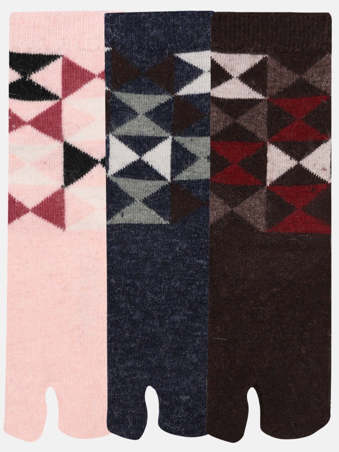 

NEXT2SKIN Women Pack of 3 Patterned Ankle-Length Thumb Socks, Assorted