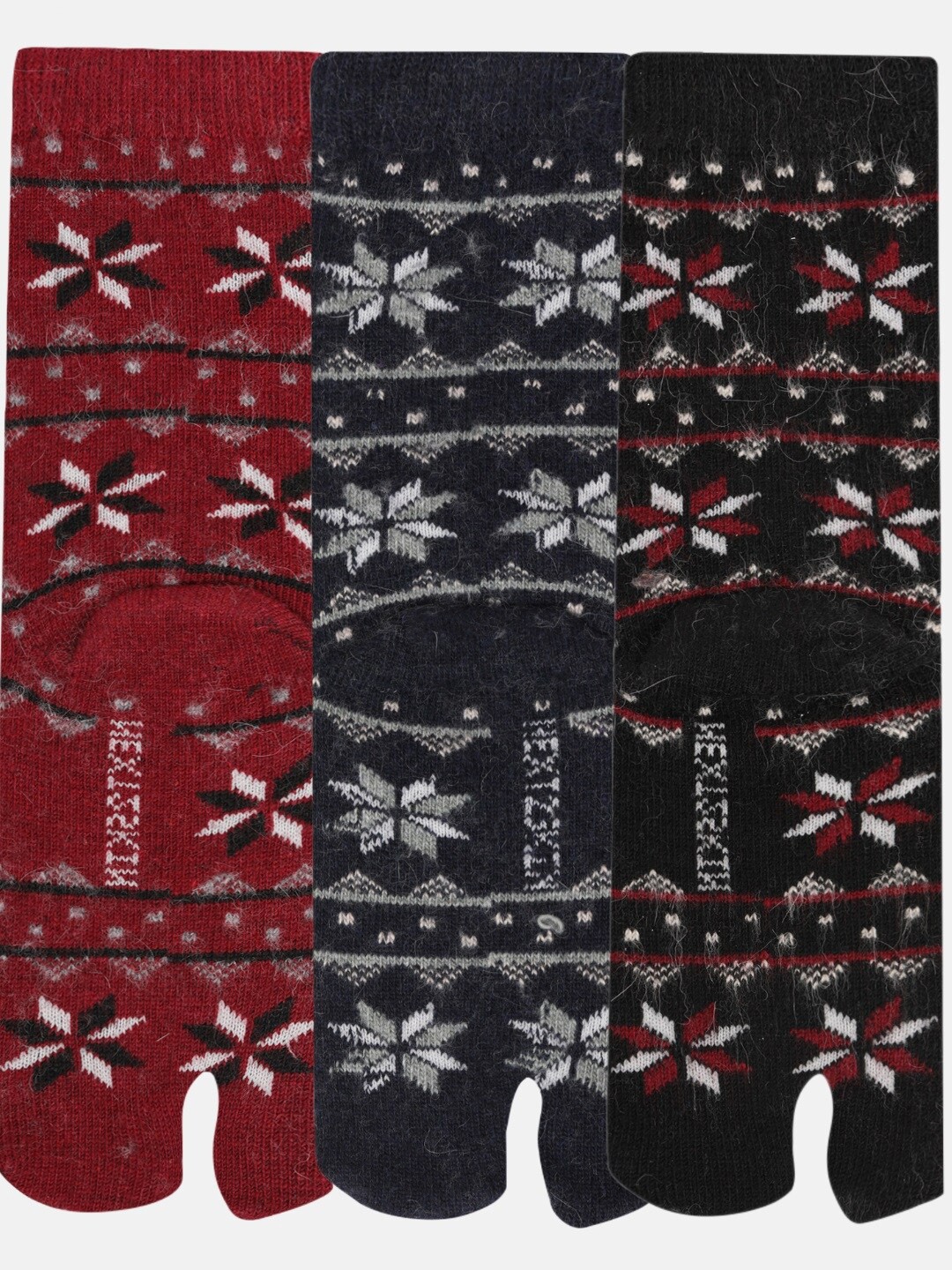 

N2S NEXT2SKIN Women Set Of 3 Patterned Ankle Length Socks, Red