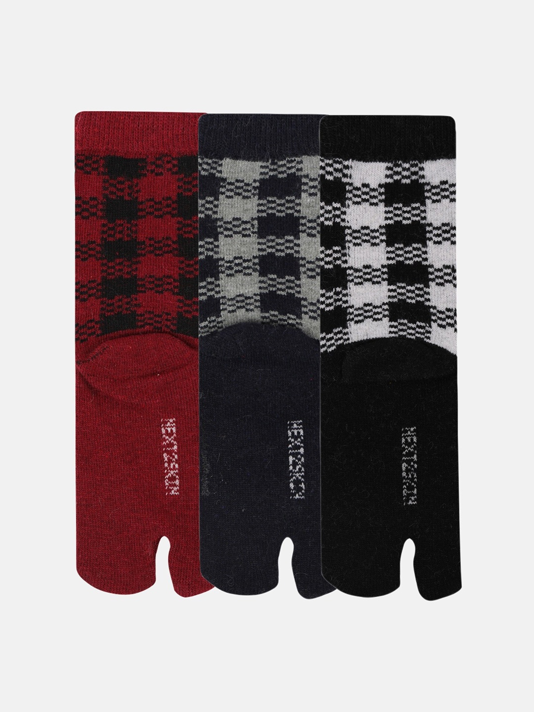 

N2S NEXT2SKIN Pack of 3 Red & Navy Blue Ankle length Socks