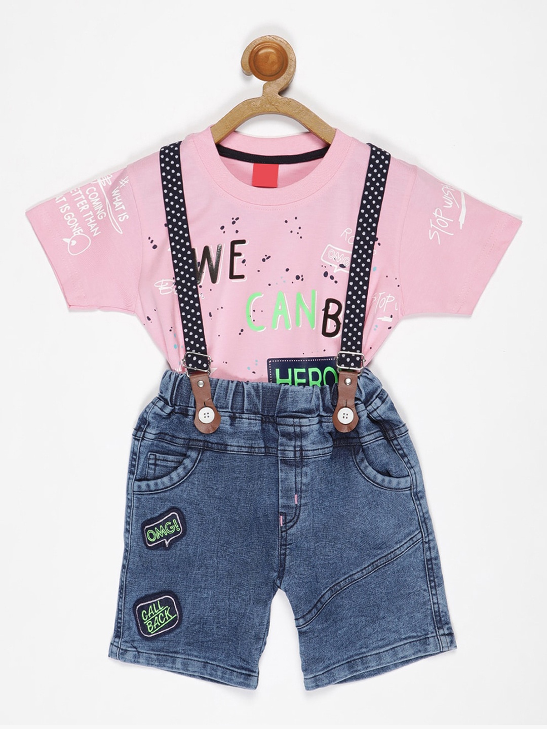 

V2 Value & Variety Boys Pink & Blue Printed T-shirt with Shorts