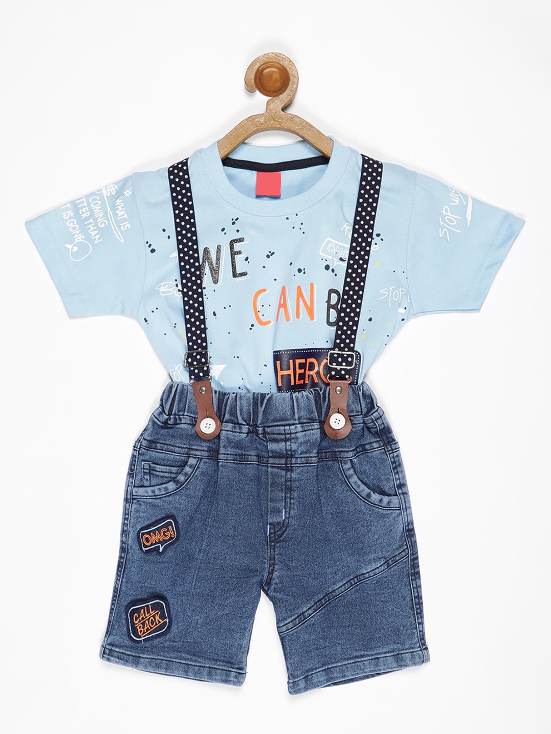 

V2 Value & Variety Boys Blue & Multicoloured Printed T-shirt with Shorts
