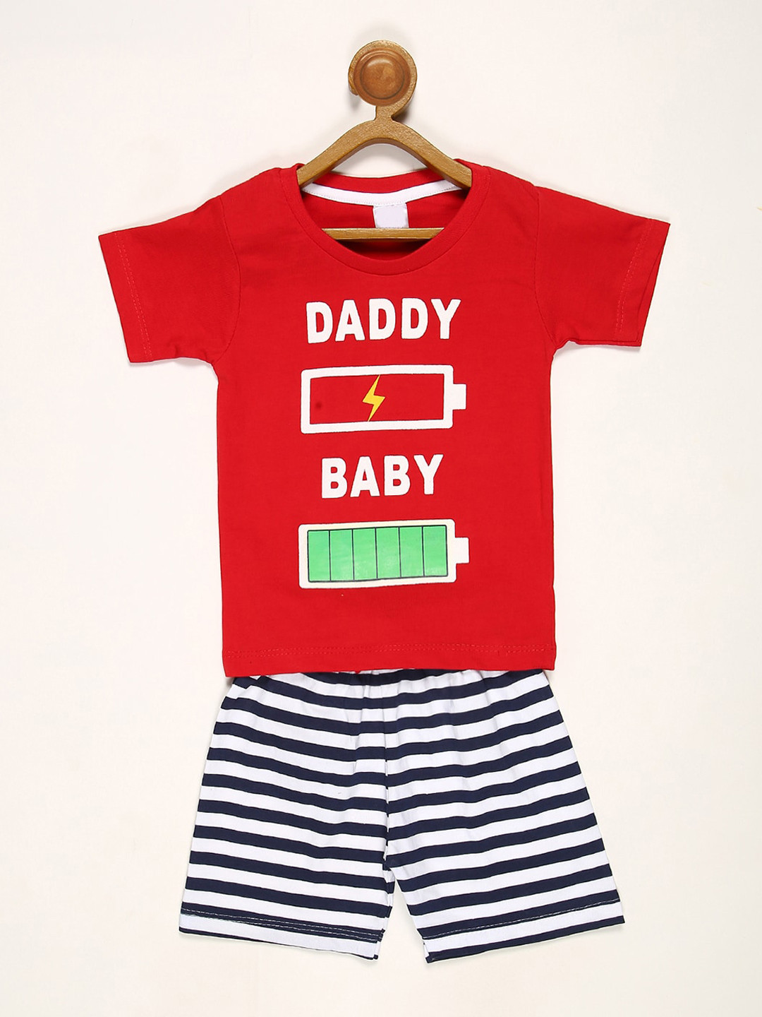 

V2 Value & Variety Boys Red & White Printed T-shirt with Shorts