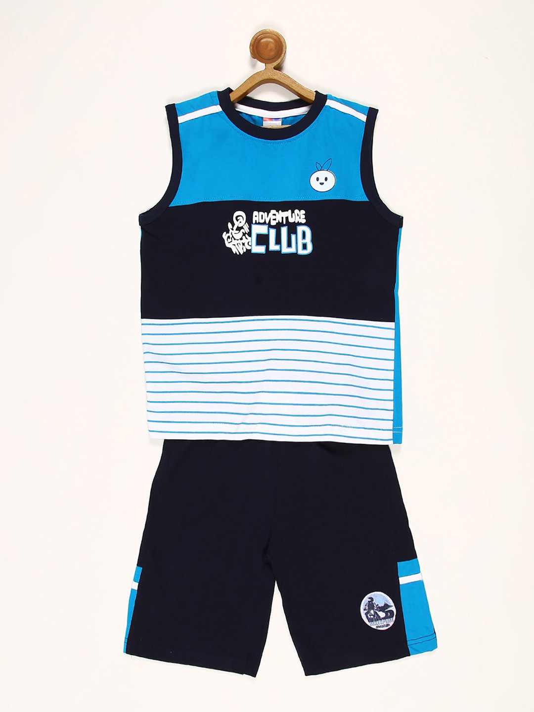 

V2 Value & Variety Boys Navy Blue & White Printed Cotton Clothing Set
