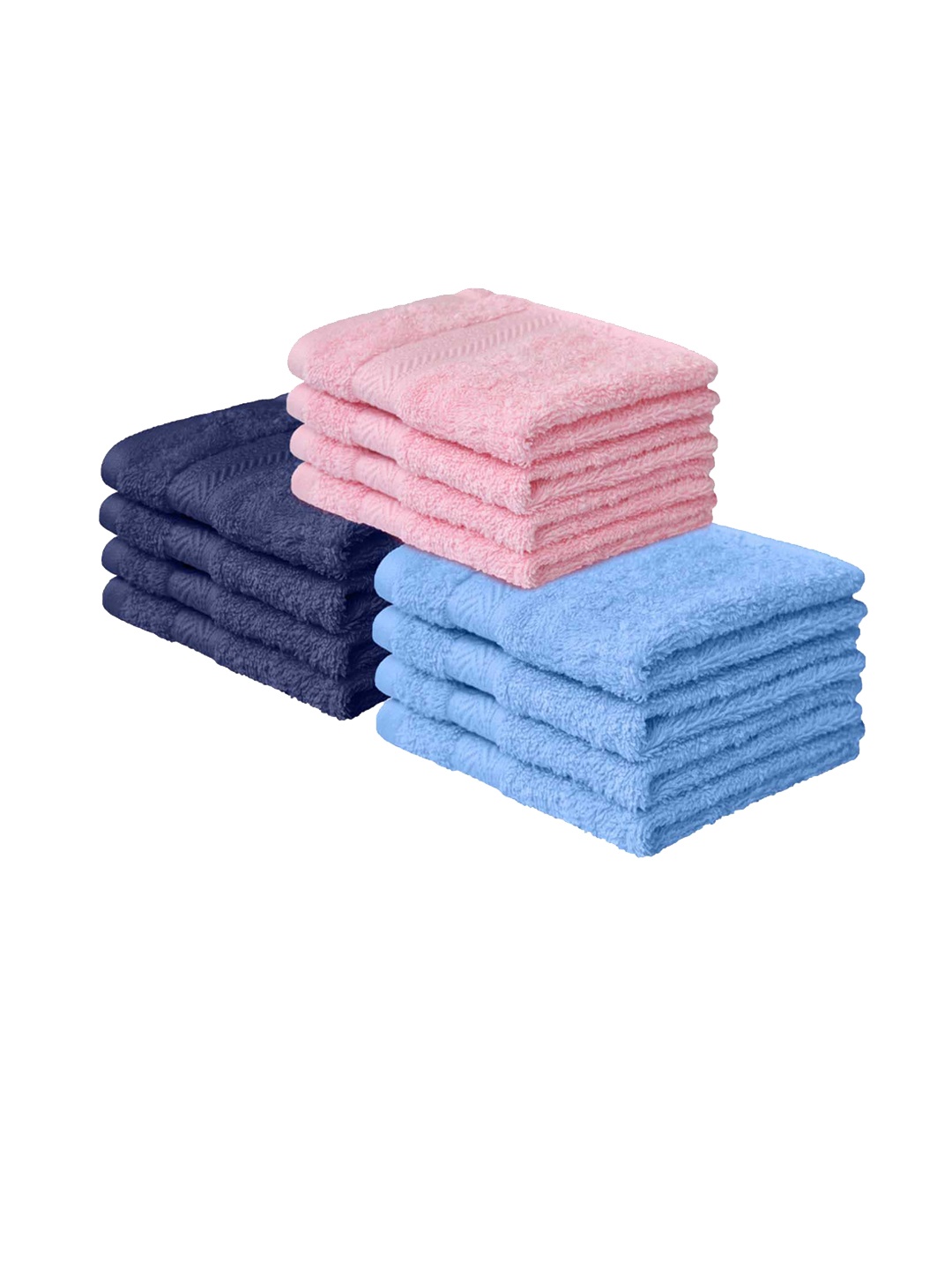 

haus & kinder Set Of 12 Solid 500 GSM Cotton Face Towels, Pink