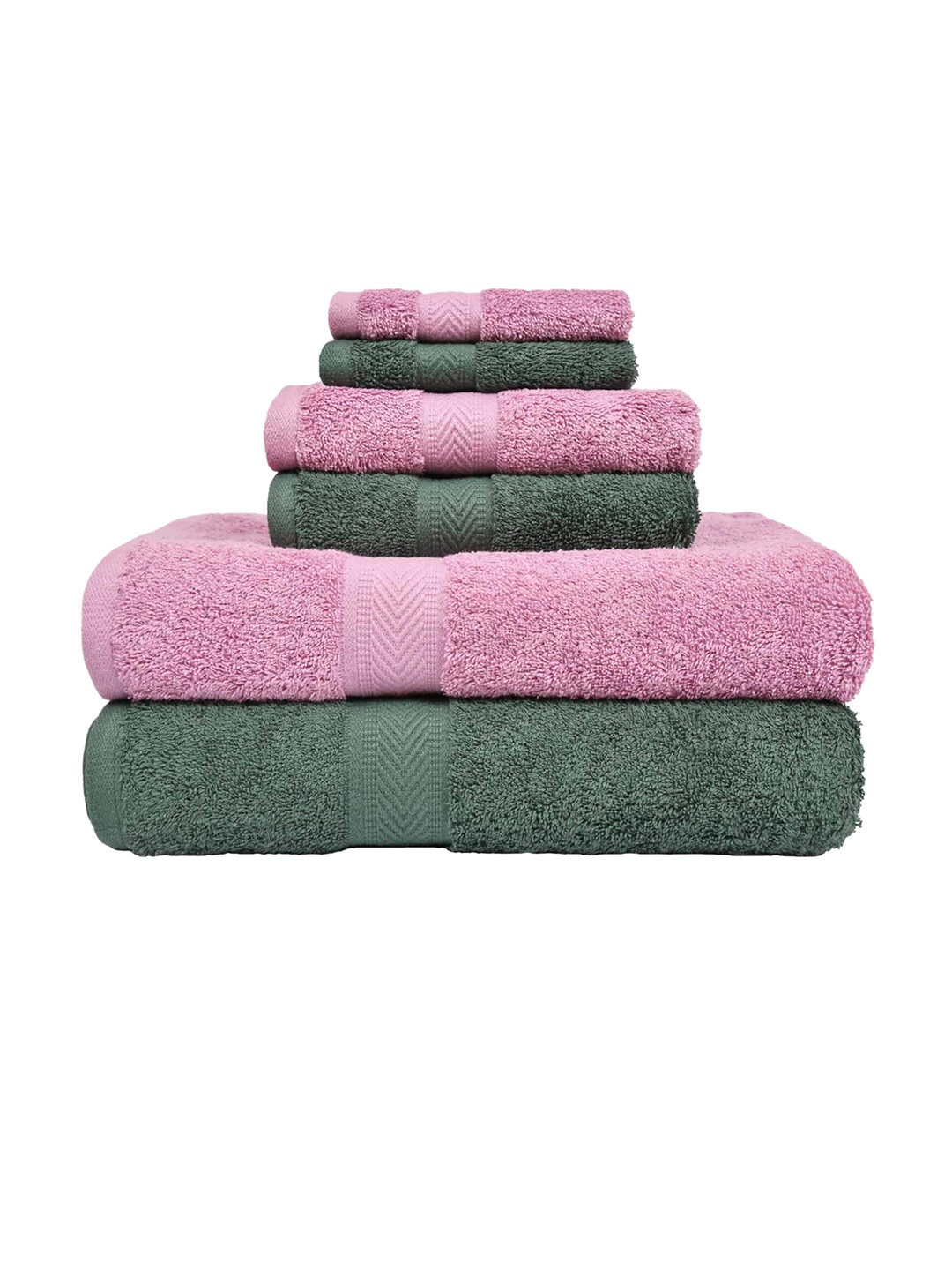 

haus & kinder Set Of 8 Solid Pure Cotton 500 GSM Towel Set, Olive