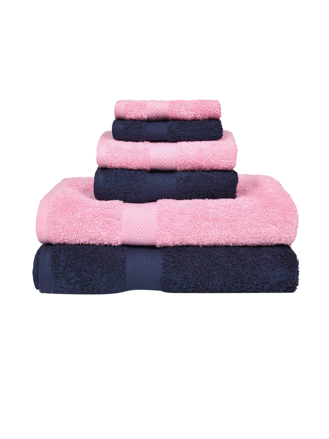 

haus & kinder Set Of 6 Solid 500 GSM Pure Cotton Towels, Pink