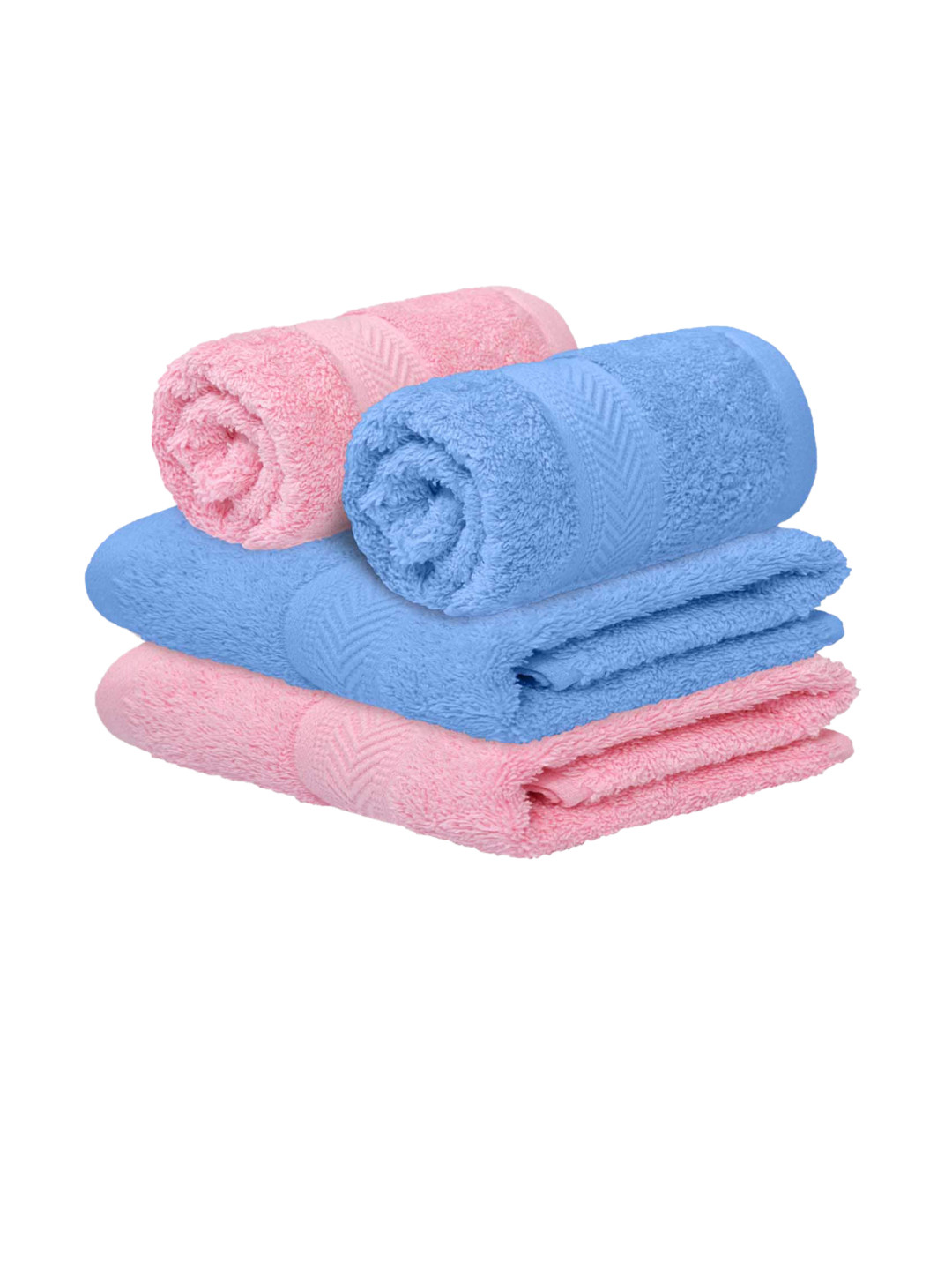 

haus & kinder Set Of 4 Solid 500 GSM Hand Towels, Pink