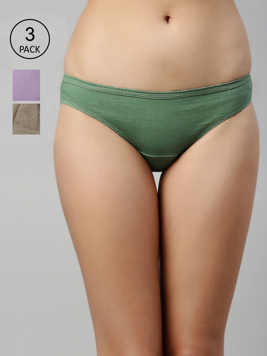 

Enamor Women Pack Of 3 Assorted Cotton Bikini Briefs