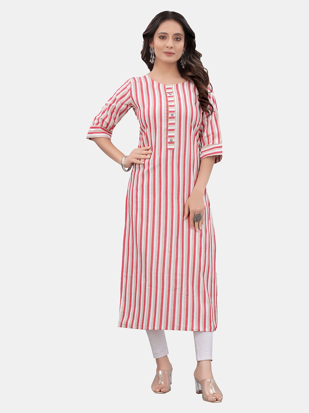 

APPLIX STYLE Pink & White Striped Kurti