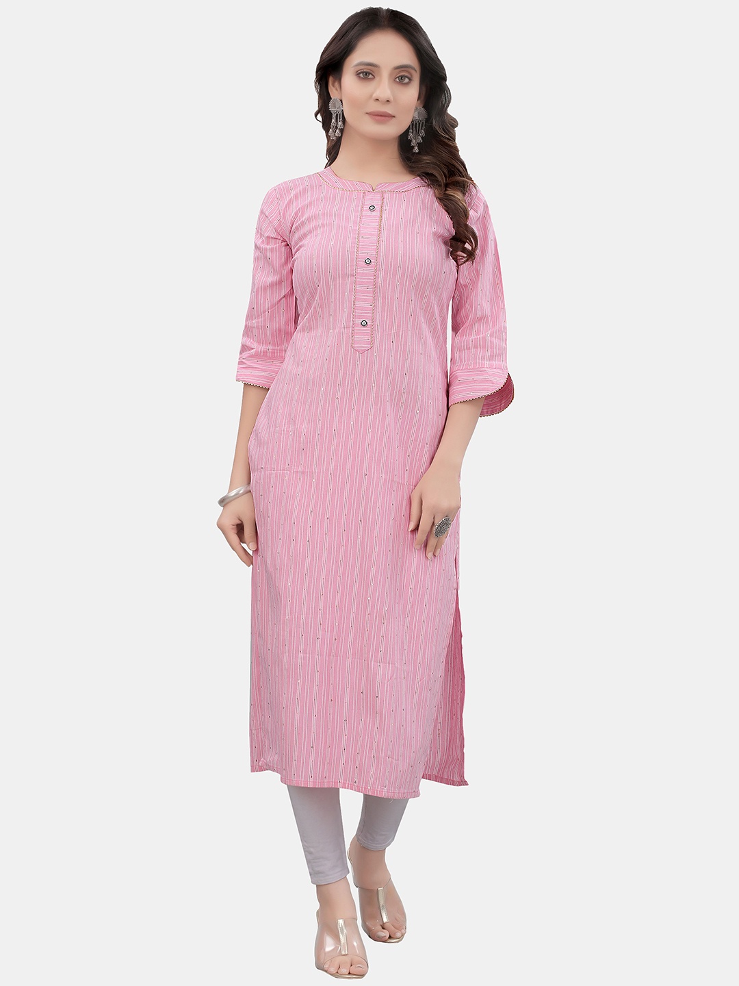 

APPLIX STYLE Women Pink Striped Kurta