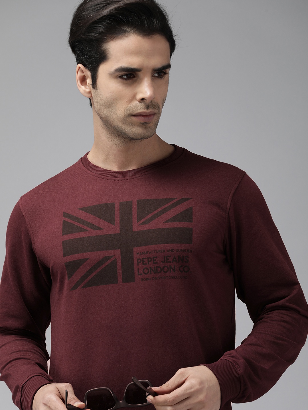 

Pepe Jeans Men Burgundy Printed Sweatshirt