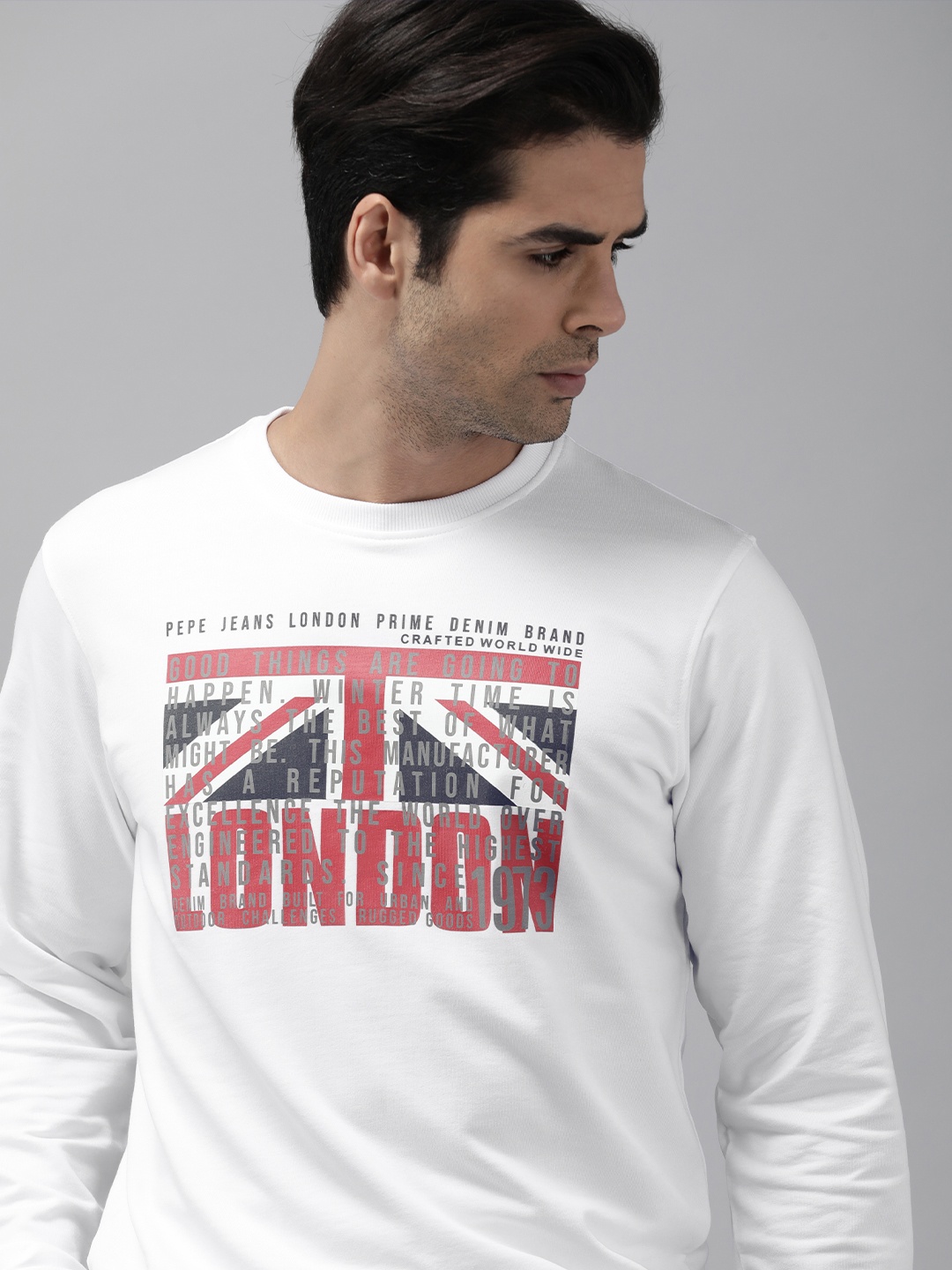 

Pepe Jeans Men White & Red Printed Sweatshirt