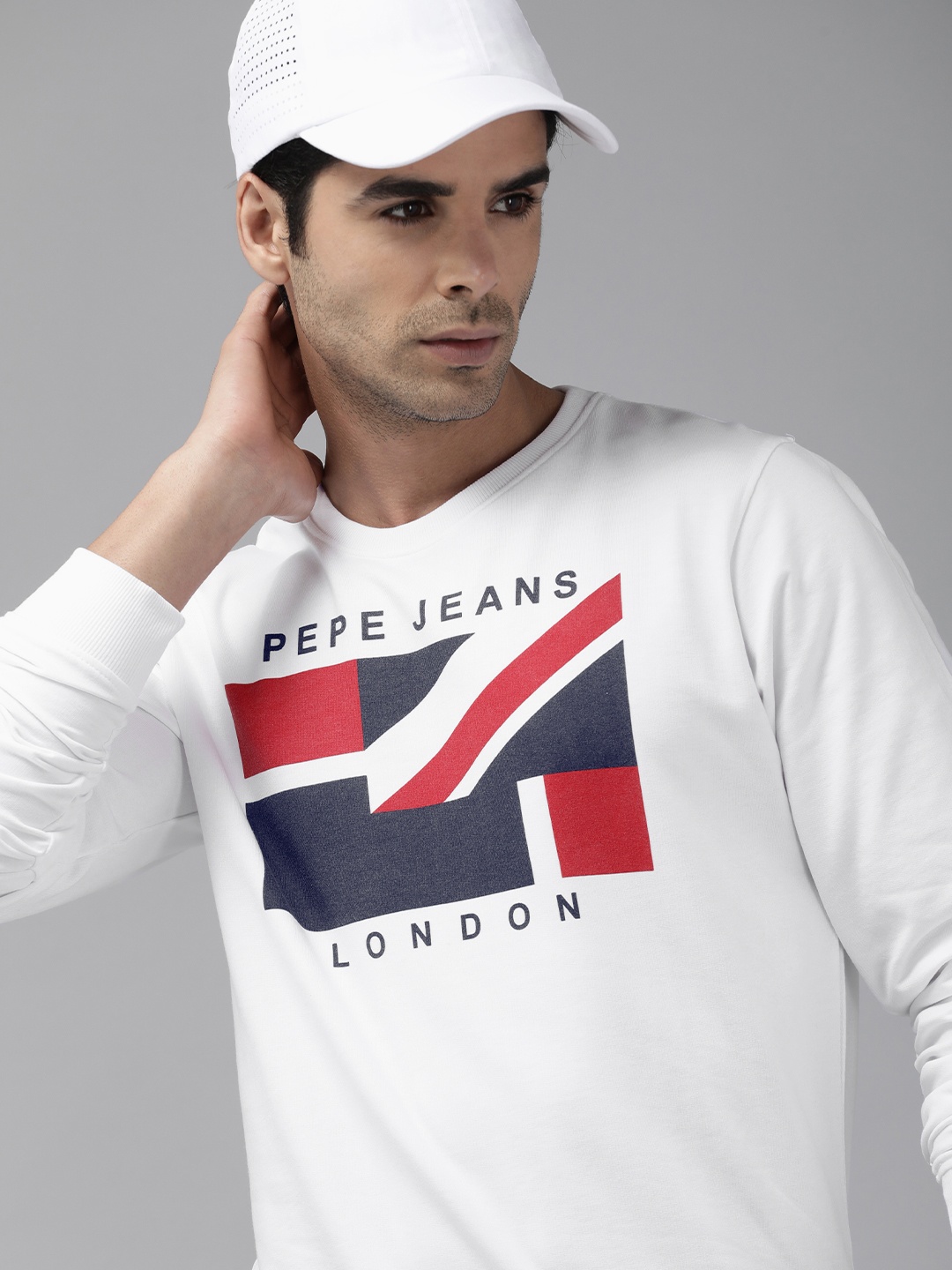 

Pepe Jeans Men White & Red Printed Sweatshirt