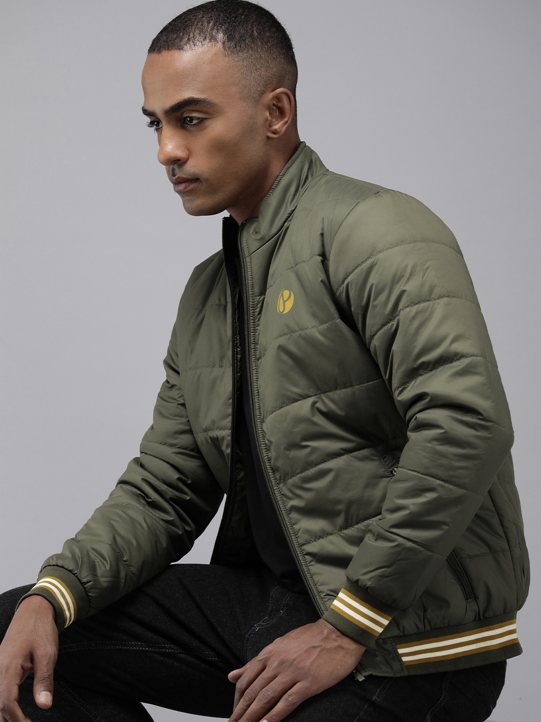 

Pepe Jeans Solid Stand Collar Padded Jacket, Olive