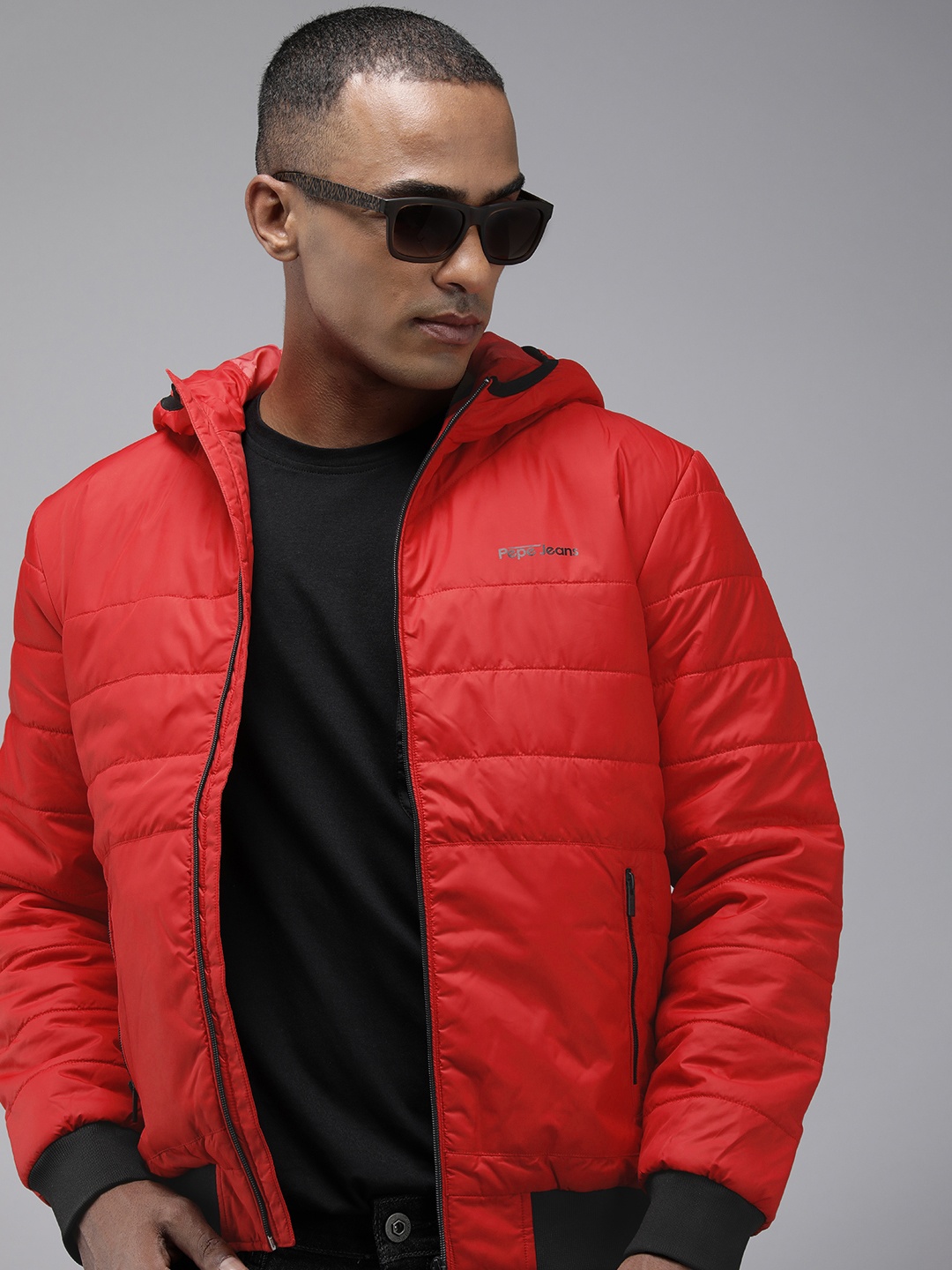 

Pepe Jeans Solid Stand Collar Padded Jacket, Red