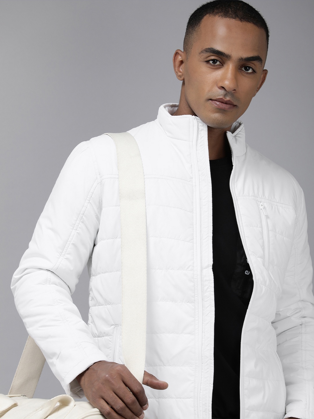 

Pepe Jeans Solid Stand Collar Padded Jacket, White