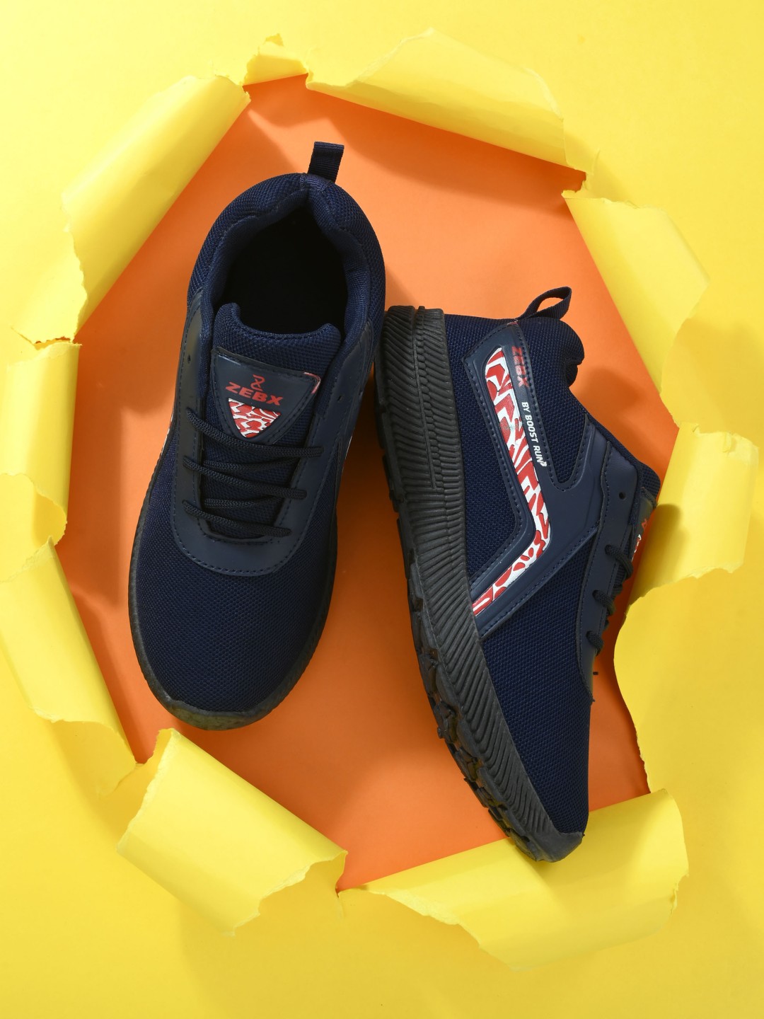

ZEBX Men Blue Woven Design Sneakers