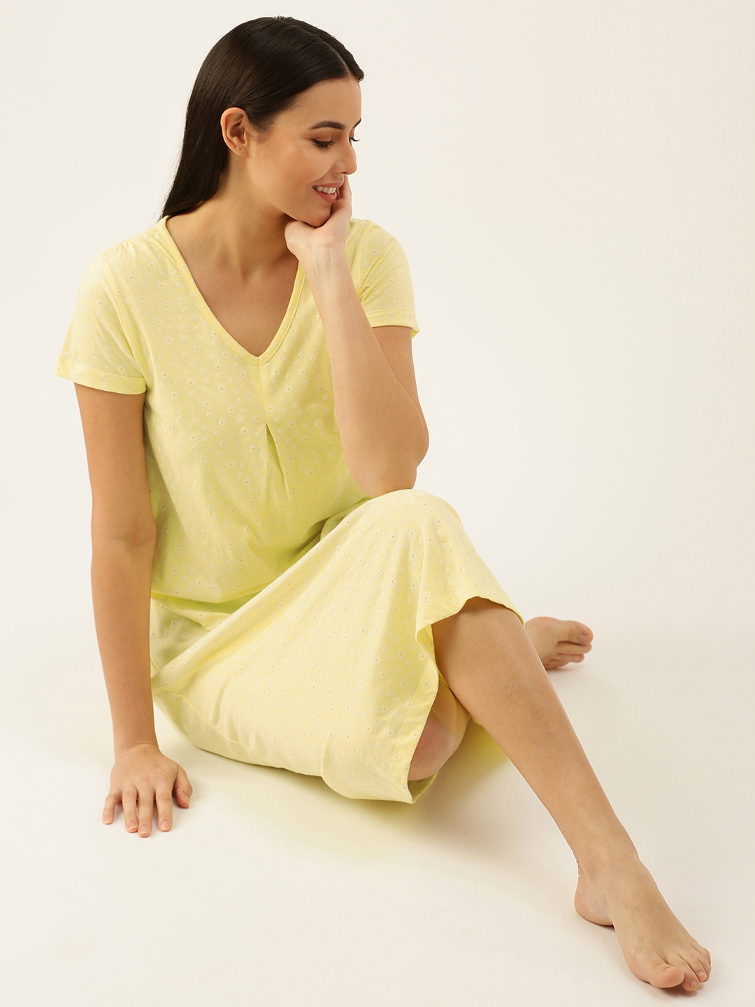 

Slumber Jill Yellow & White Daisy Print Pure Cotton Nightdress