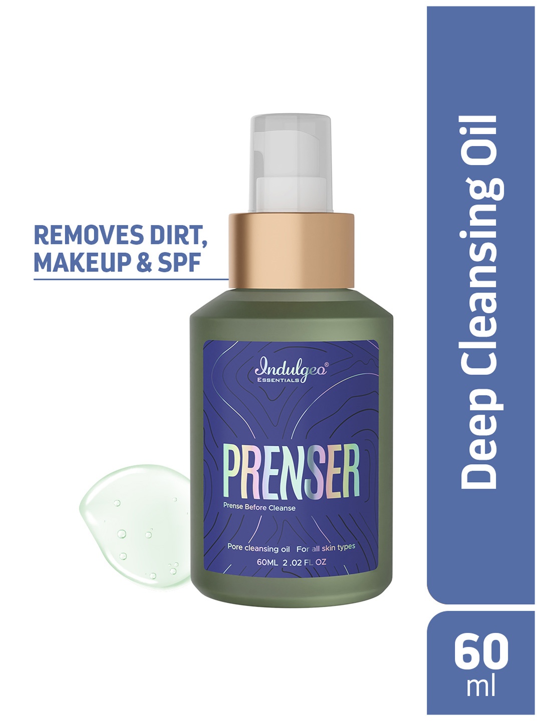 

Indulgeo Essentials Prenser Pre Cleansing Oil for Makeup Removal - 60 ml, Blue