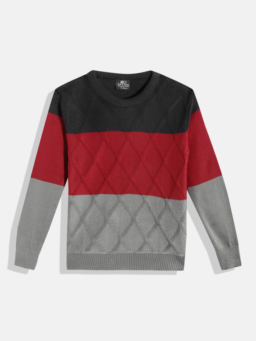 

Nick and Jones Boys Argyle Weave Striped Fleece Pullover, Maroon