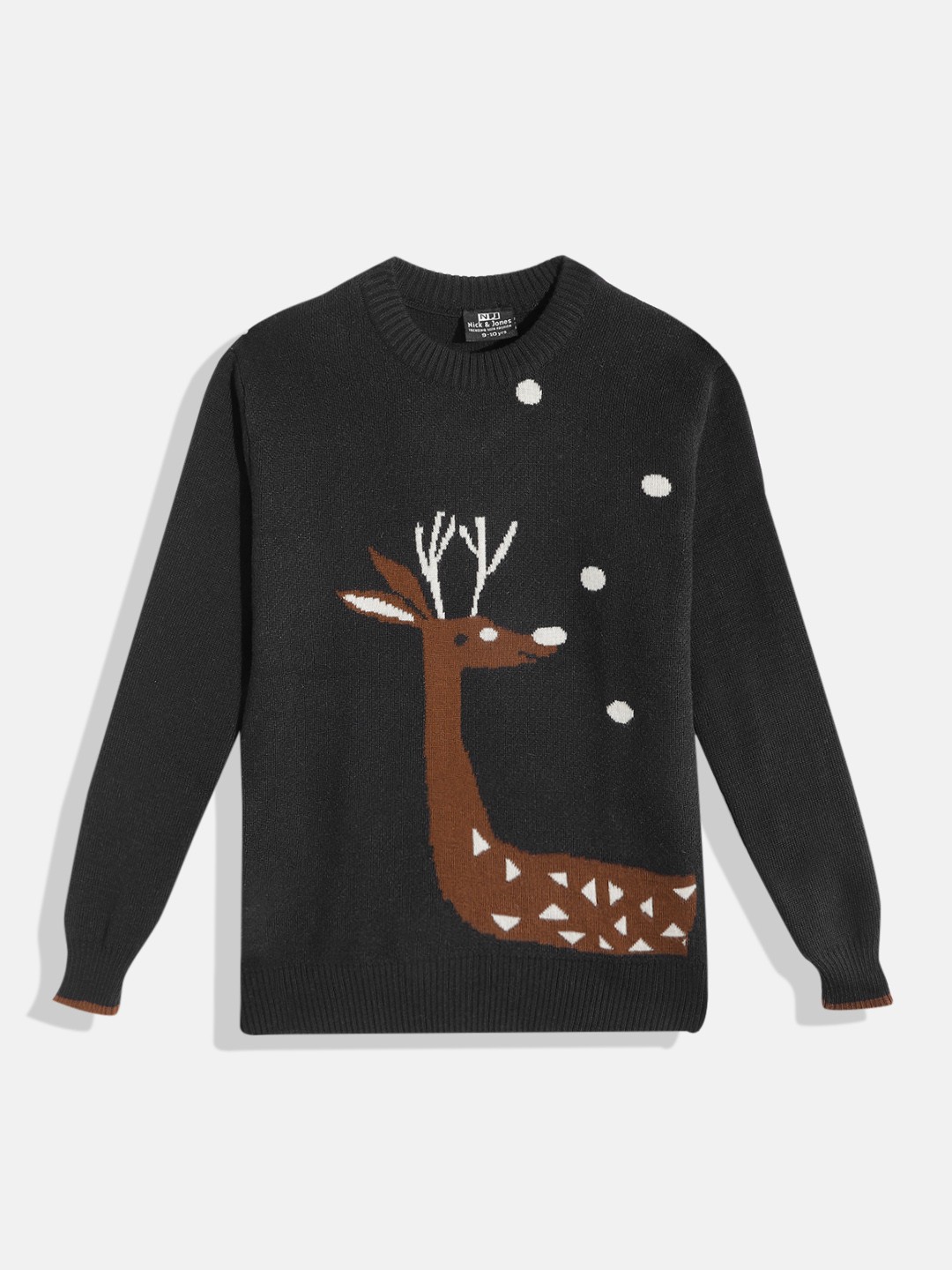

Nick and Jones Boys Reindeer Printed Fleece Pullover, Black