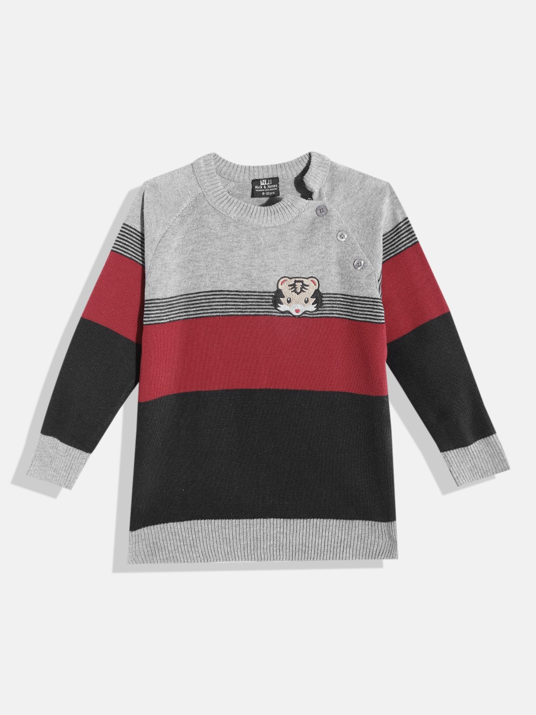 

Nick and Jones Boys Striped Ribbed Round Neck Fleece Pullover, Maroon