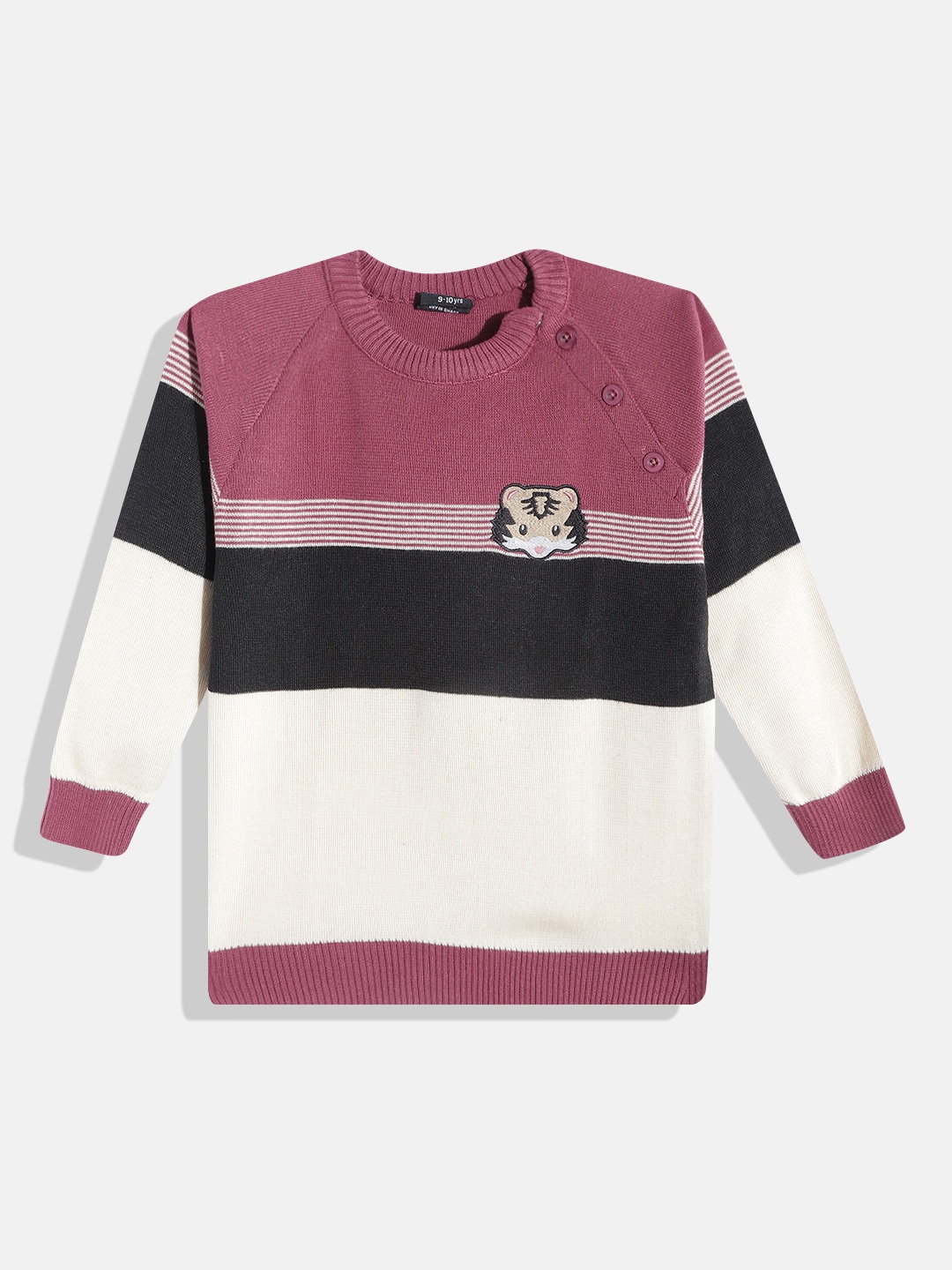 

Nick and Jones Boys Striped Ribbed Round Neck Fleece Pullover, Rose