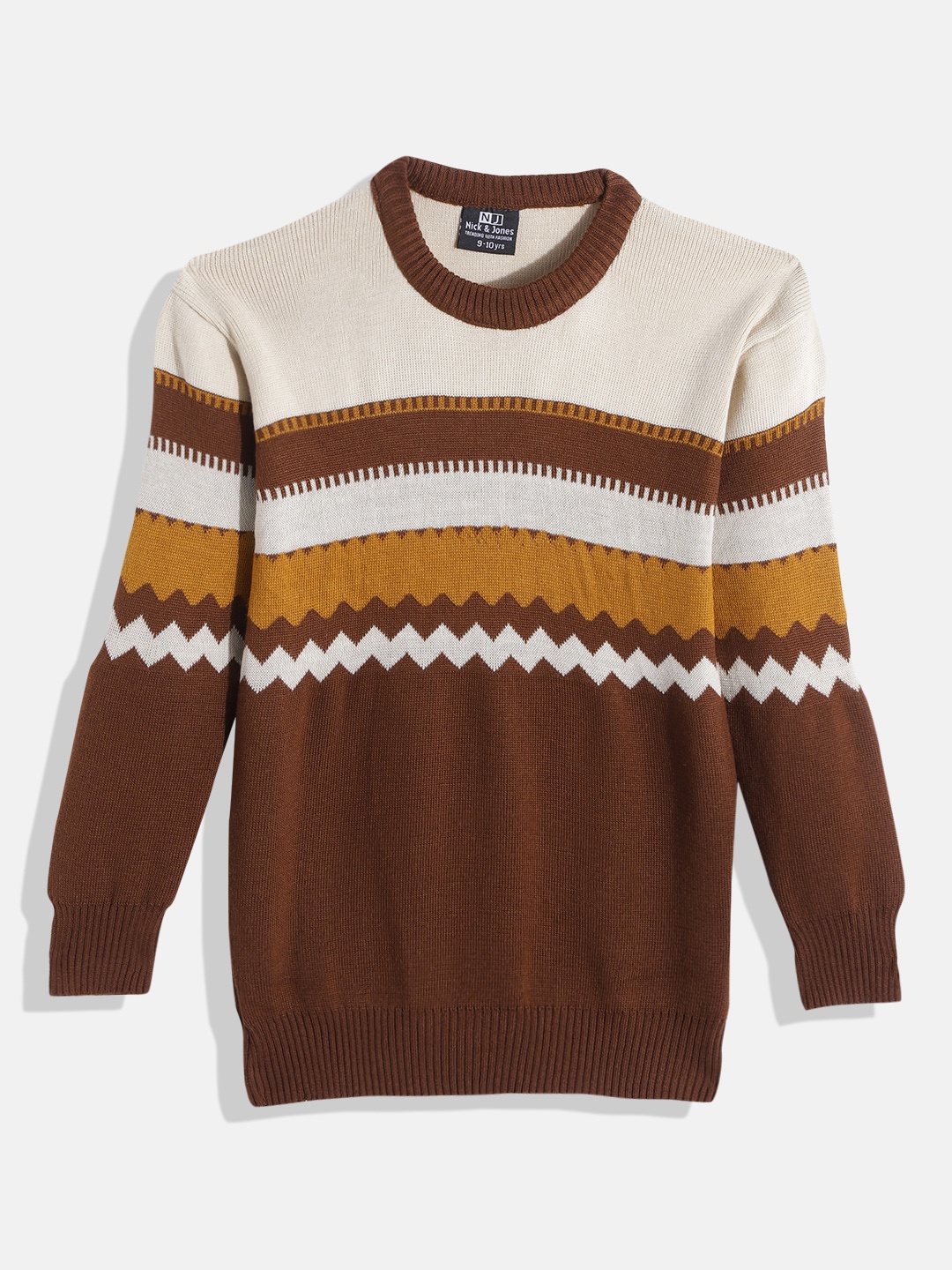 

Nick and Jones Girls Acrylic Striped Pullover, Brown