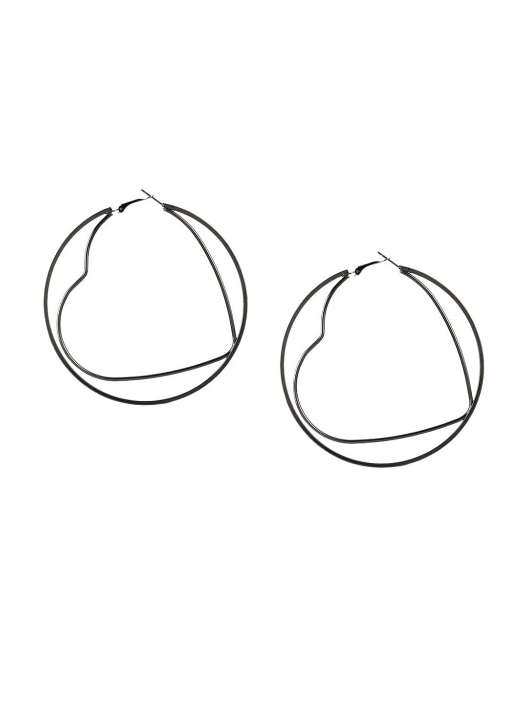 

Mali Fionna Black Contemporary Hoop Earrings