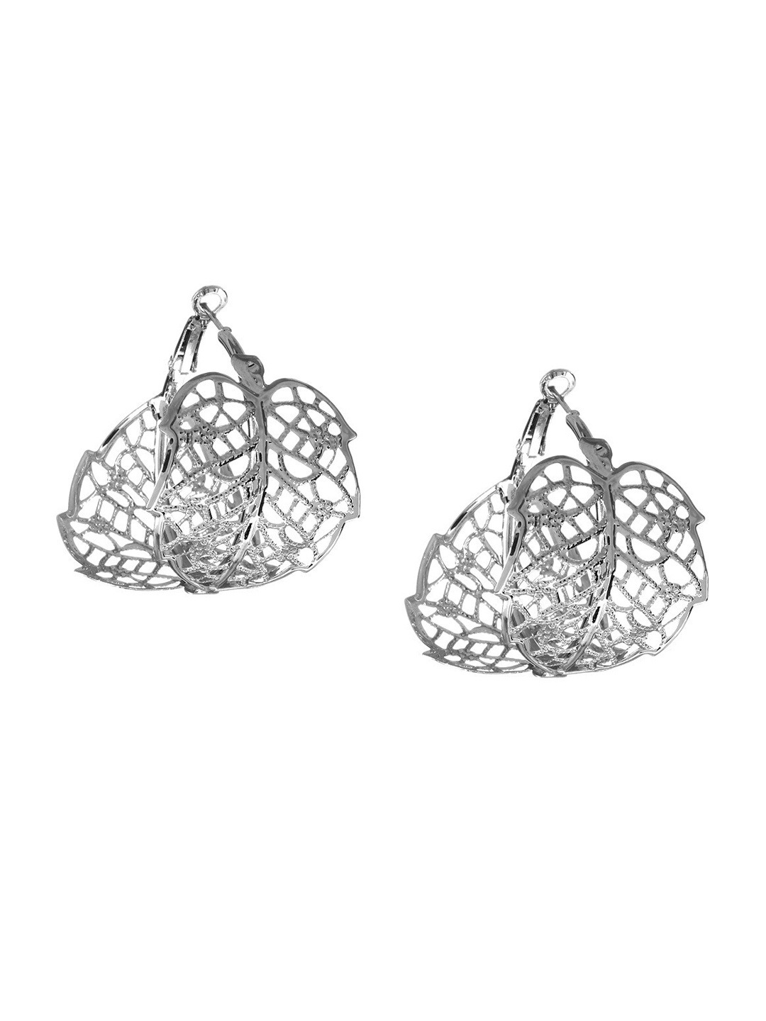 

Mali Fionna Silver-Toned Contemporary Hoop Earrings