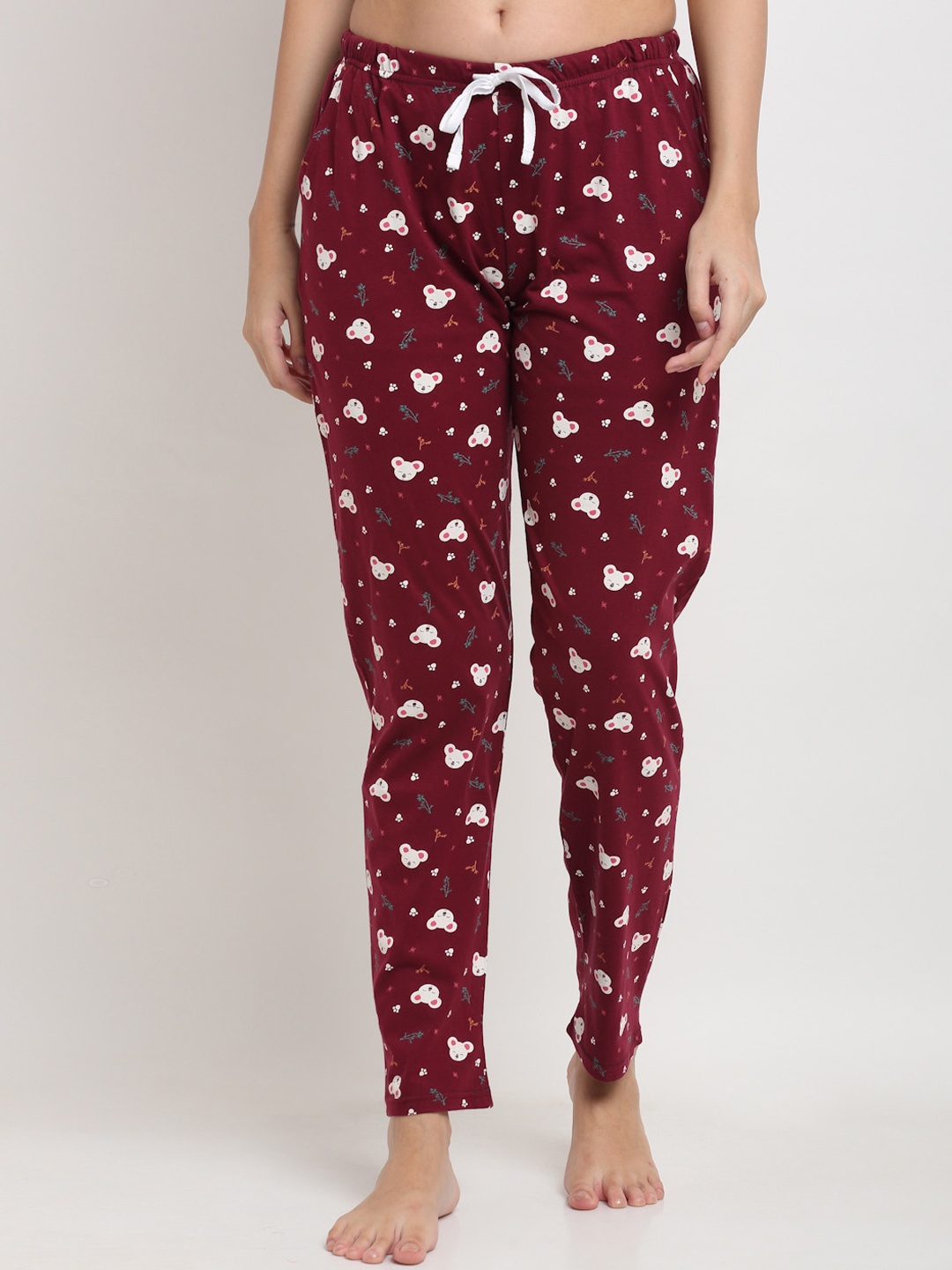 

Kanvin Women Maroon Printed Cotton Lounge Pants