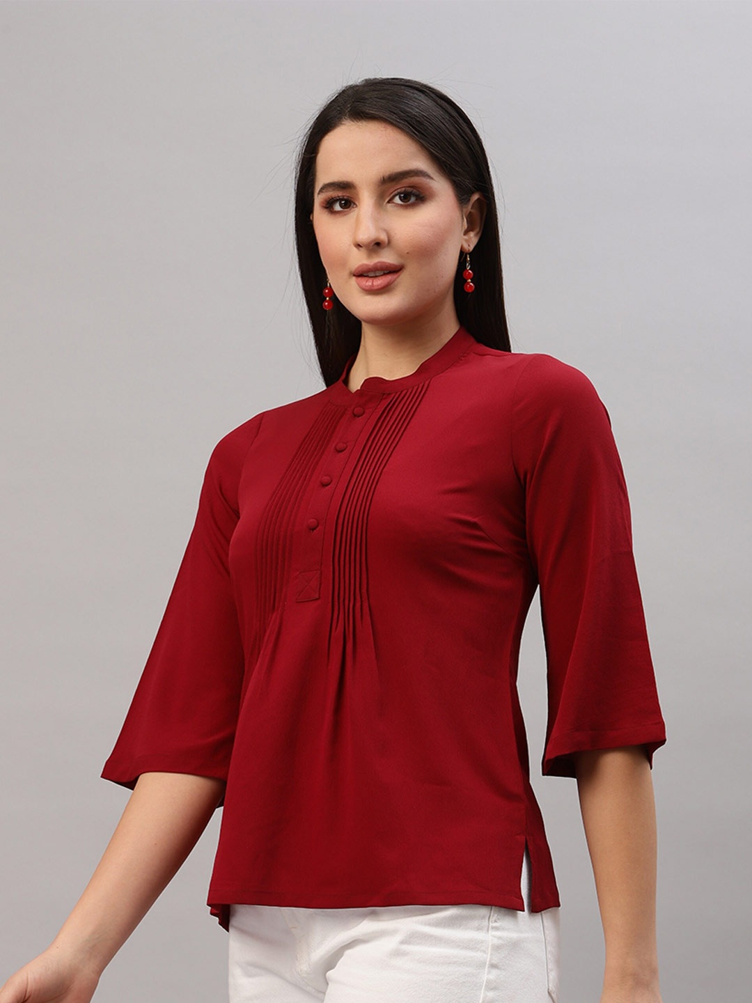 

RAASSIO Burgundy Crepe Top