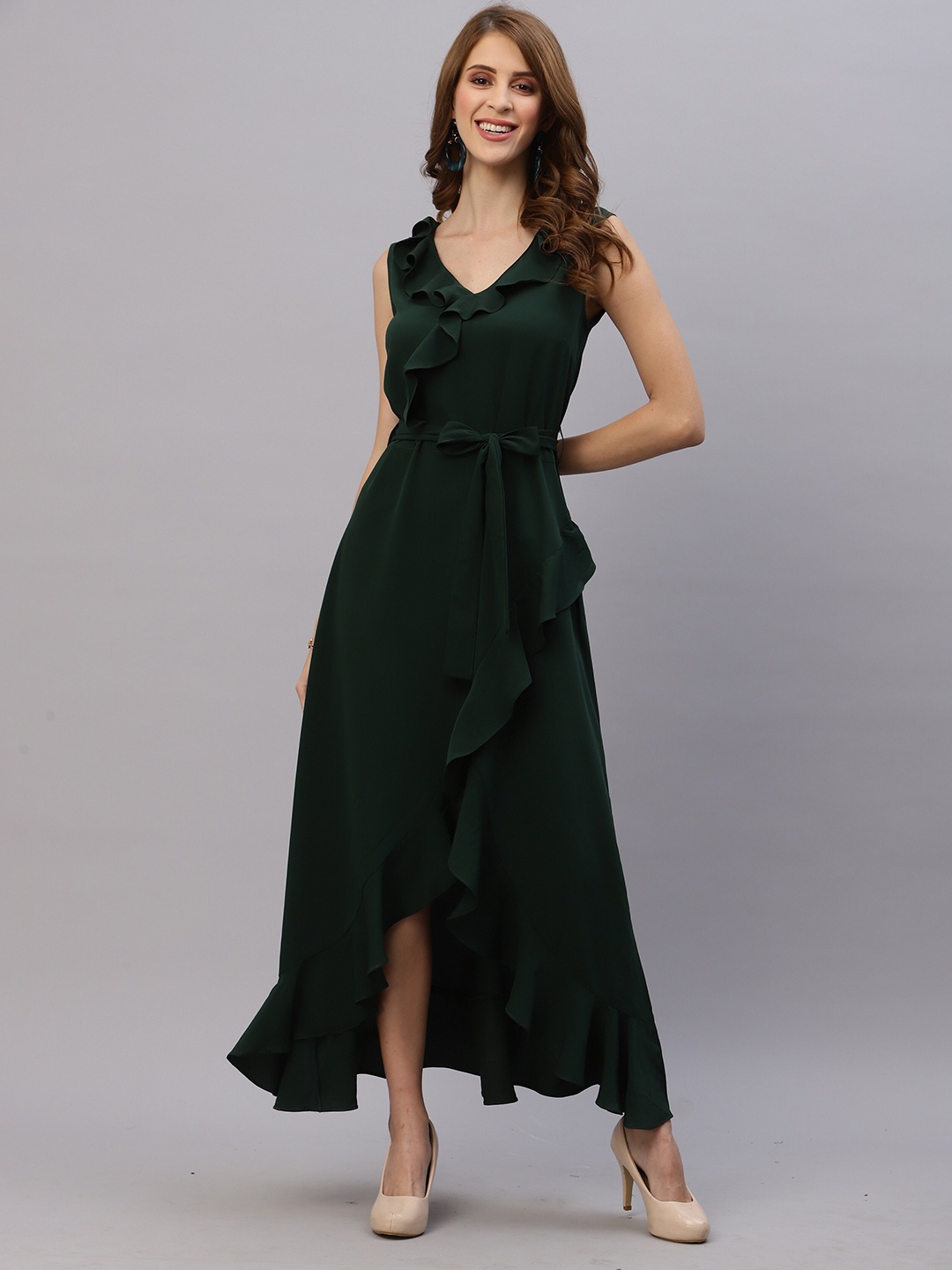 

RAASSIO Green Crepe Maxi Dress