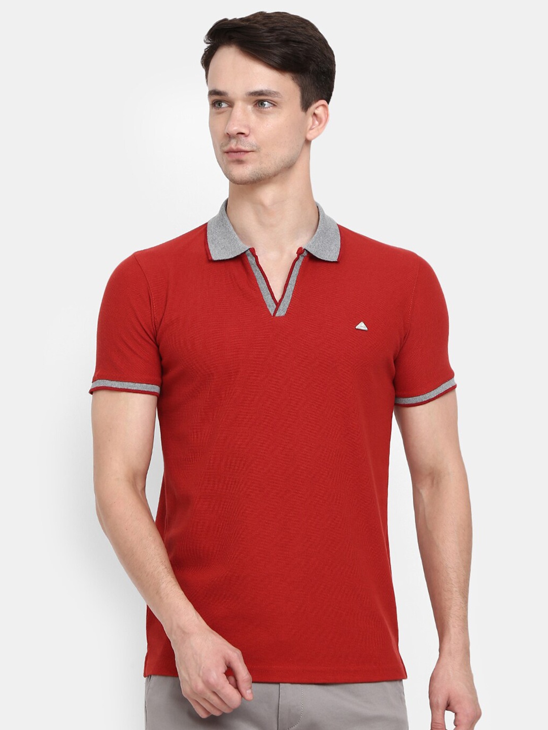 

V-Mart Men Maroon & upsdell red Polo Collar Slim Fit T-shirt