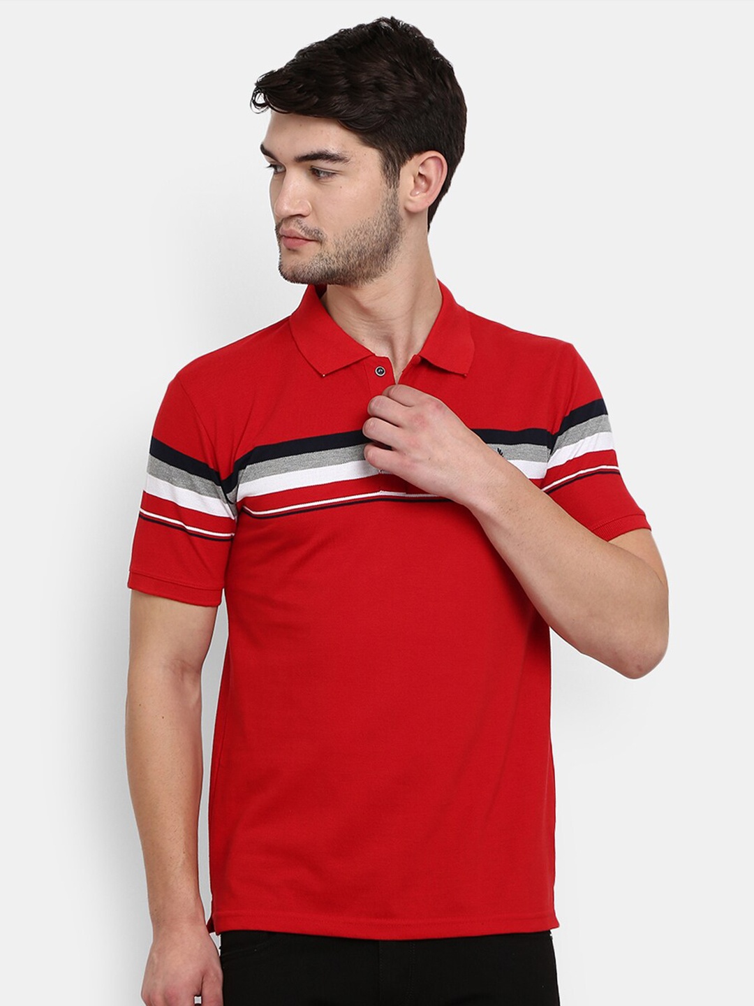 

V-Mart Men Red & fire brick Polo Collar T-shirt