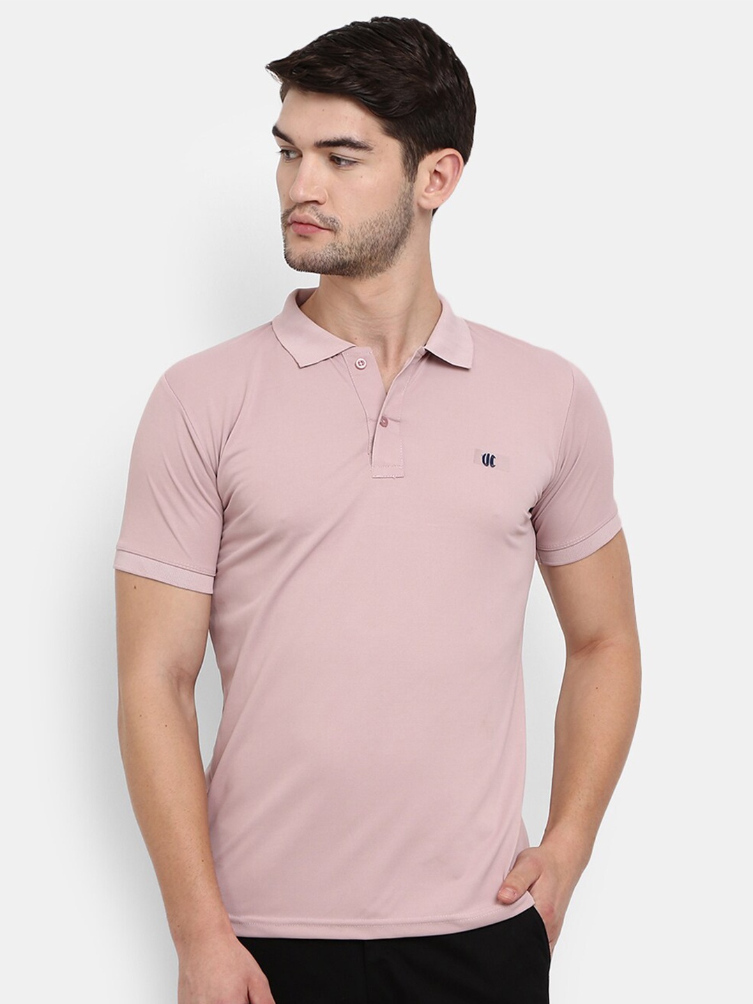 

V-Mart Men Pink Polo Collar Monochrome Slim Fit T-shirt