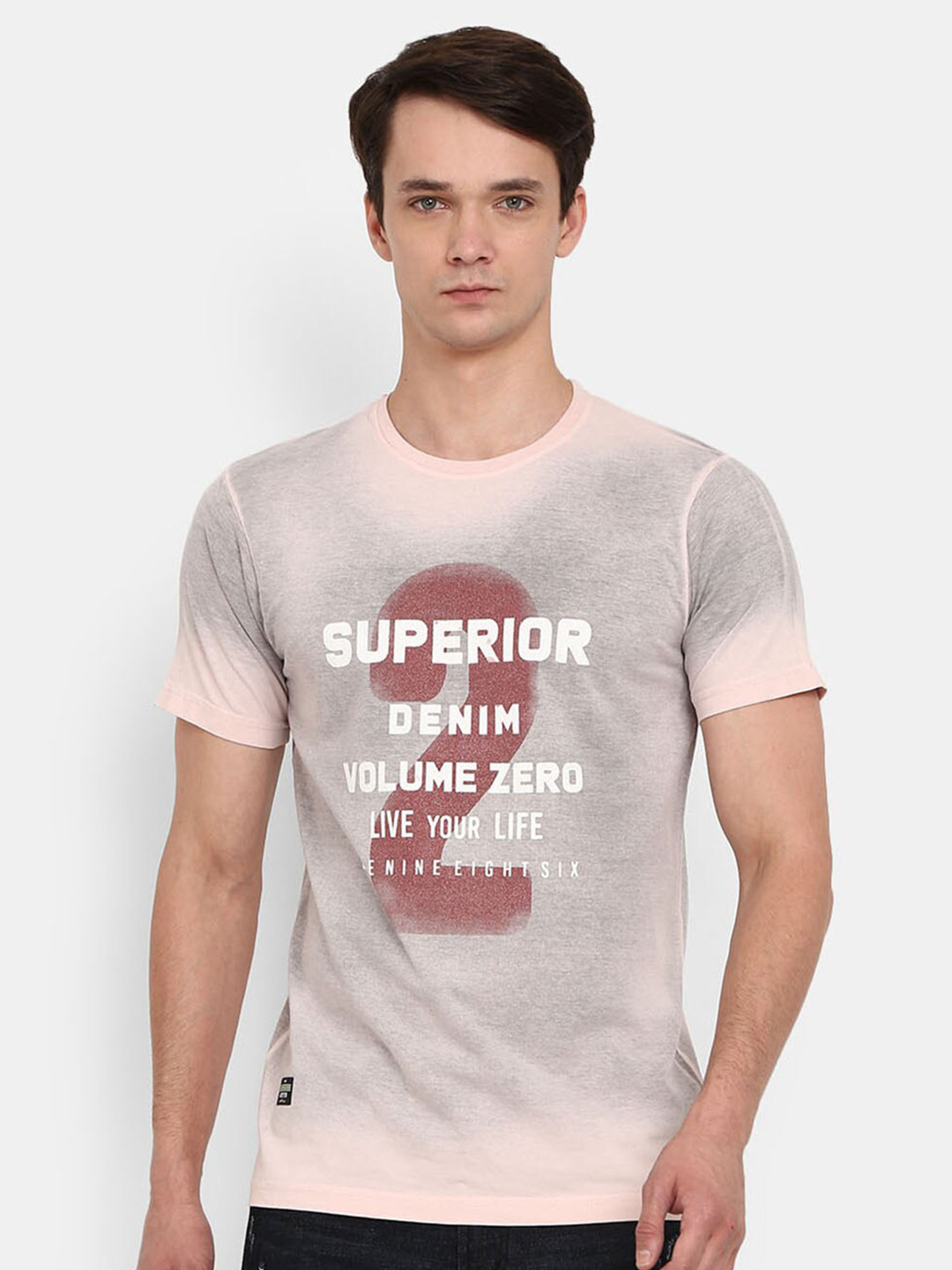 

V-Mart Men Pink Sports Printed Applique Slim Fit T-shirt