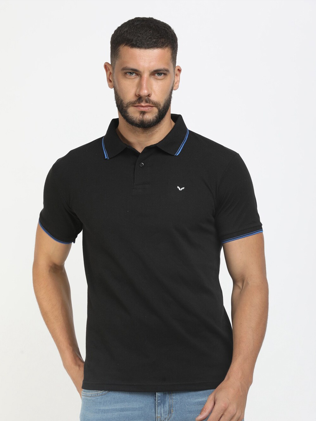 

V-Mart Men Black & tarmac Polo Collar T-shirt