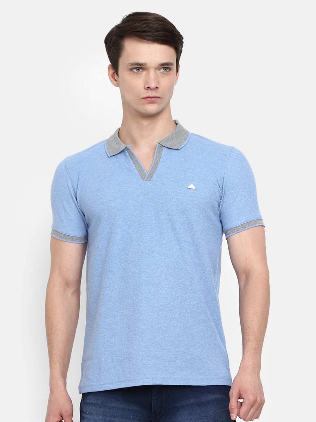 

V-Mart Men Blue Polo Collar Slim Fit T-shirt