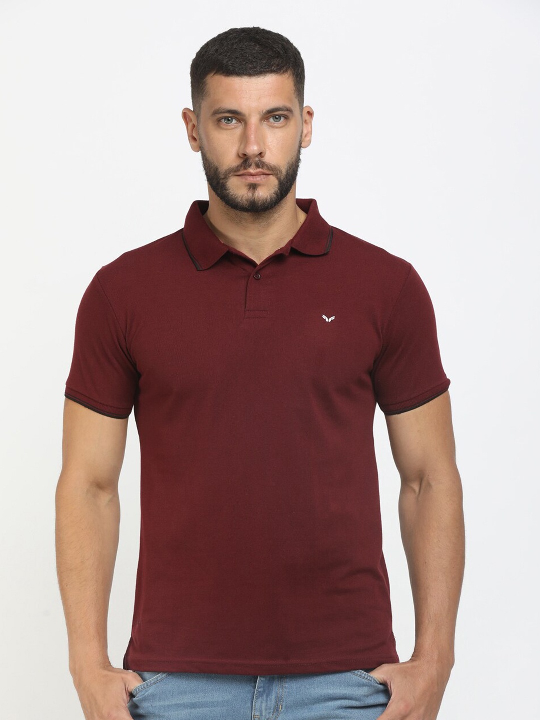 

V-Mart Men Maroon Polo Collar T-shirt