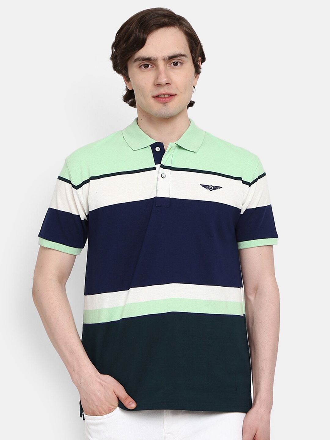 

V-Mart Men Navy Blue & space cadet Polo Collar T-shirt