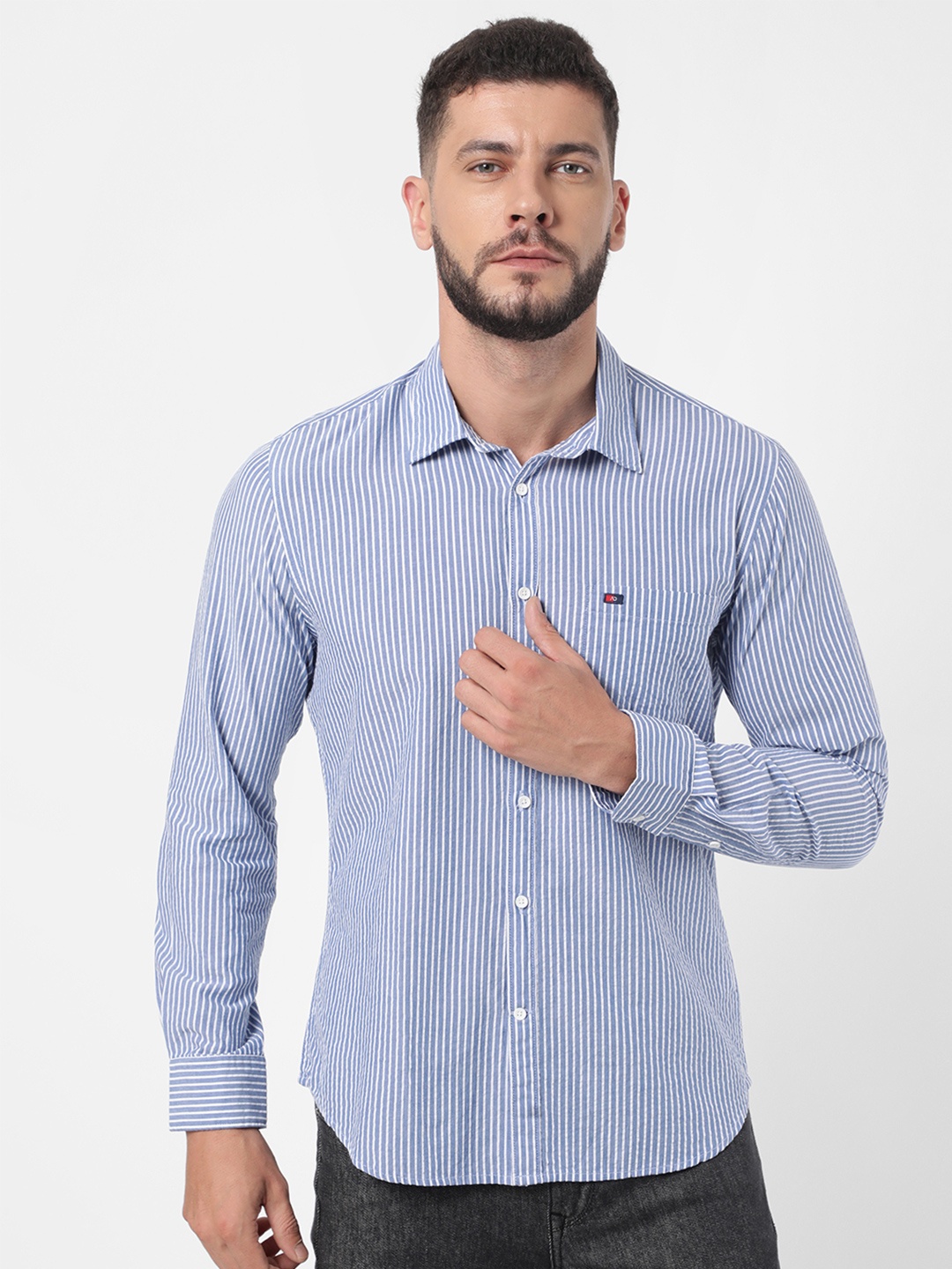 

AD By Arvind Men Blue Slim Fit Striped Casual Shirt
