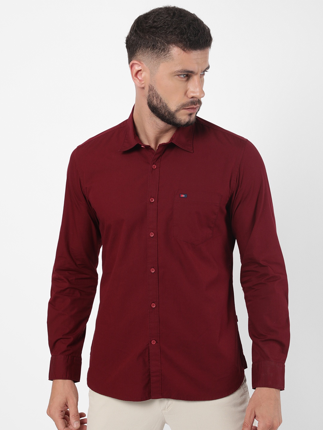 

AD By Arvind Men Maroon Slim Fit Casual Shirt